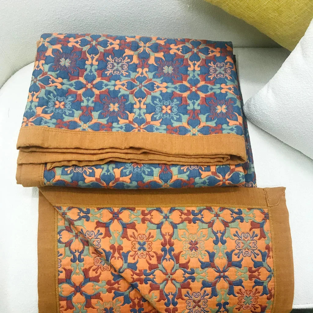 Unisex Comfortdeken Zeslaagse Katoen Blauw Patroon 6