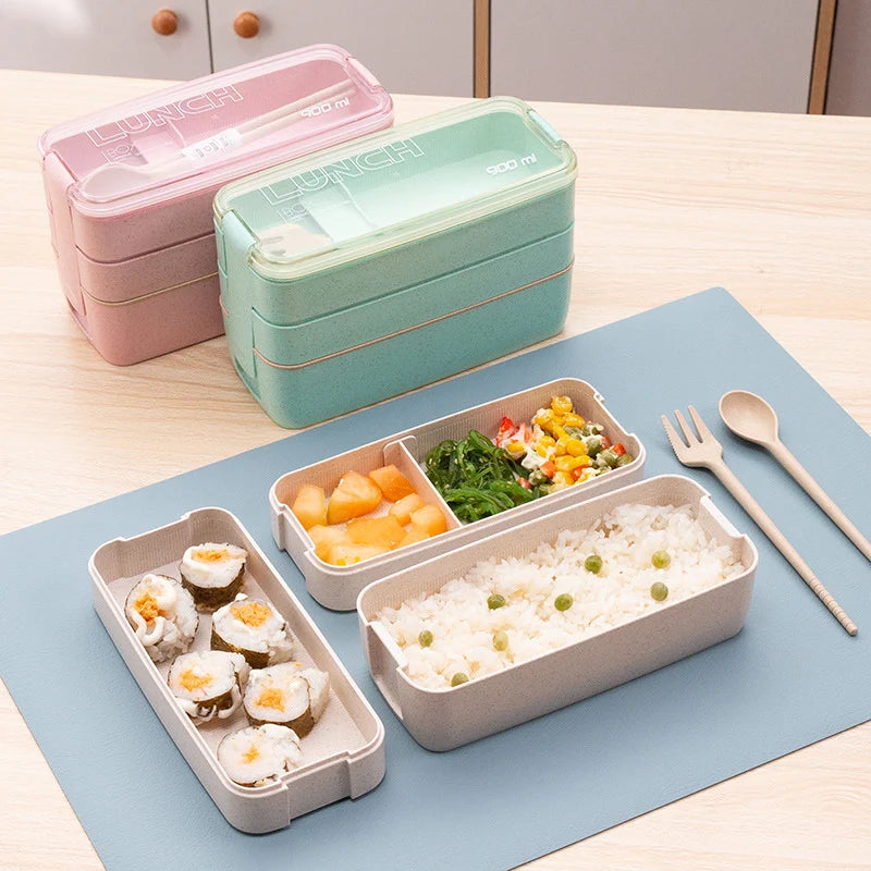 Unisex Compacte Lunchbox Praktisch Ontwerp Met Bestek 2