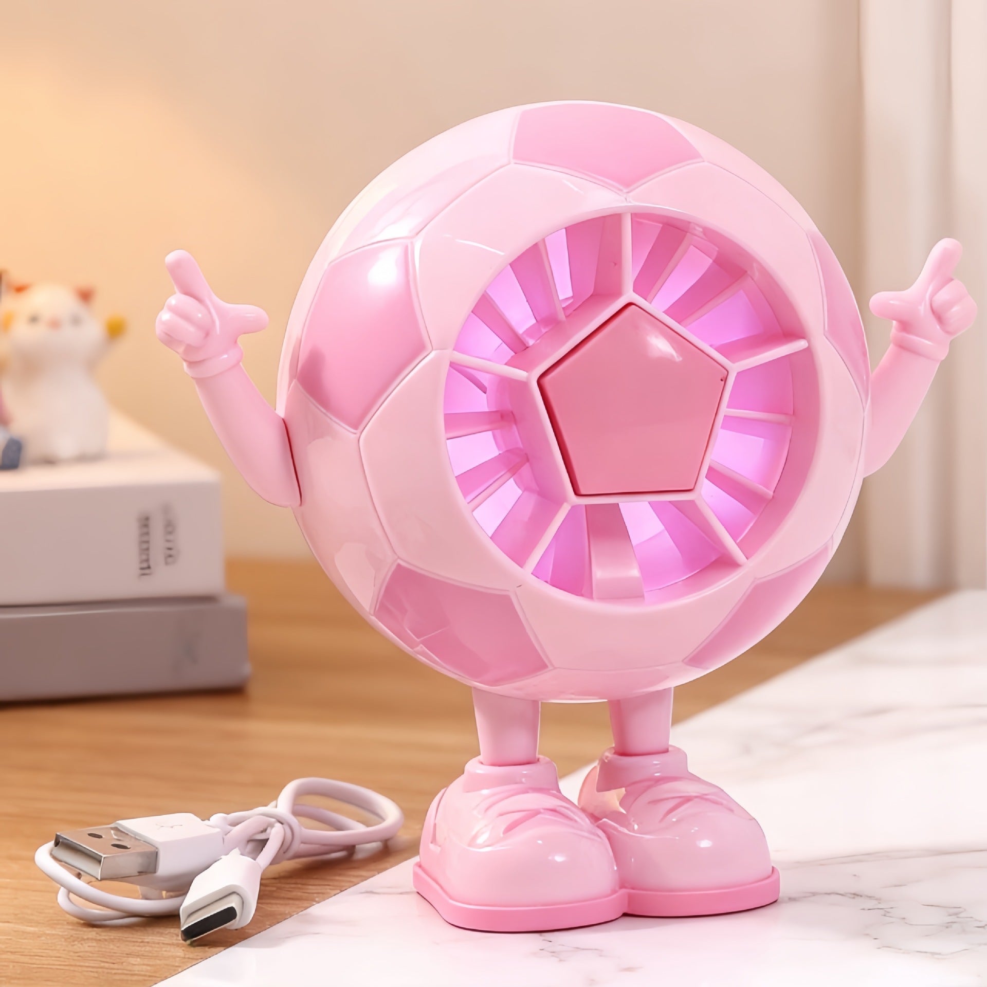 Unisex Compacte Tafelventilator in Figuurdesign met USB-aansluiting en Stille Motor 16
