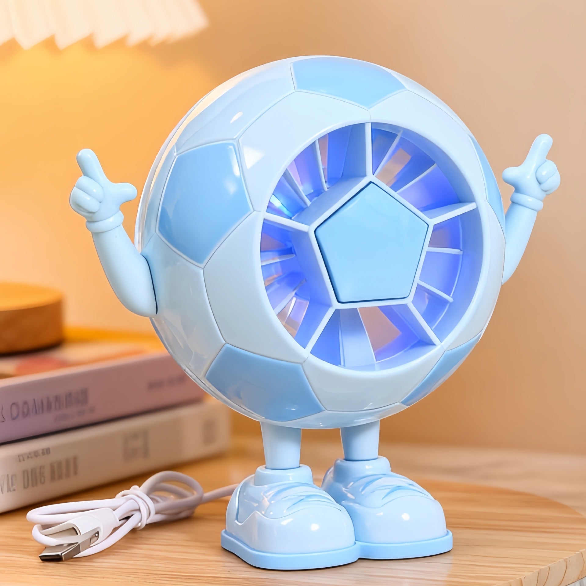 Unisex Compacte Tafelventilator in Figuurdesign met USB-aansluiting en Stille Motor 3