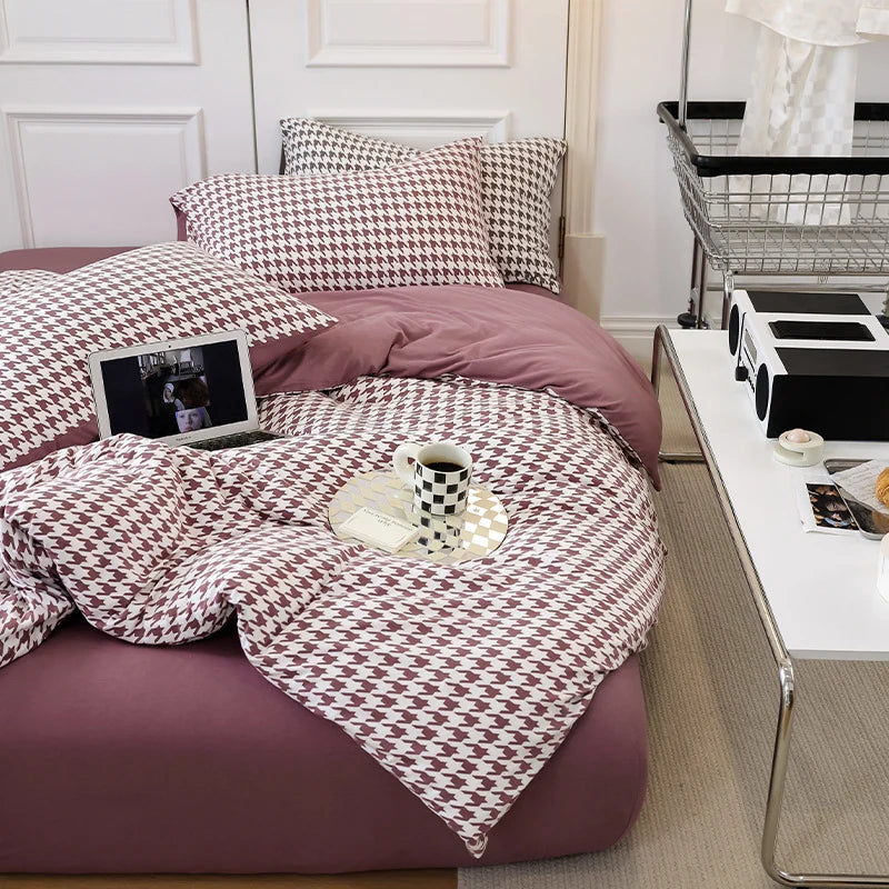 Unisex Dekbedovertrekset Omkeerbaar Pied-de-Poule Design 2