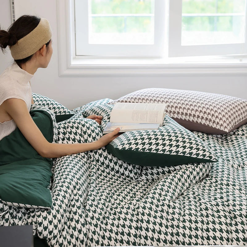 Unisex Dekbedovertrekset Omkeerbaar Pied-de-Poule Design 4