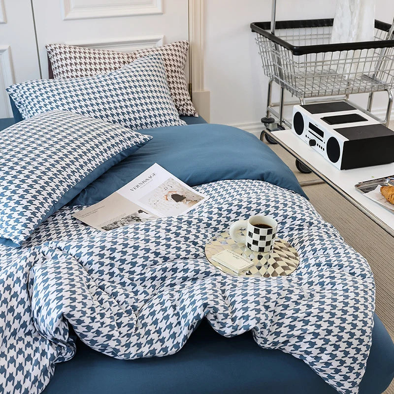 Unisex Dekbedovertrekset Omkeerbaar Pied-de-Poule Design 7