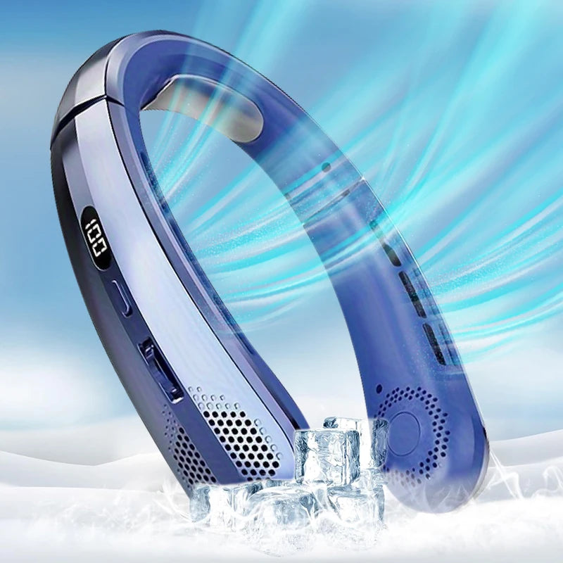 Unisex Draagbare Bladloze Nekventilator Met LED Display 1