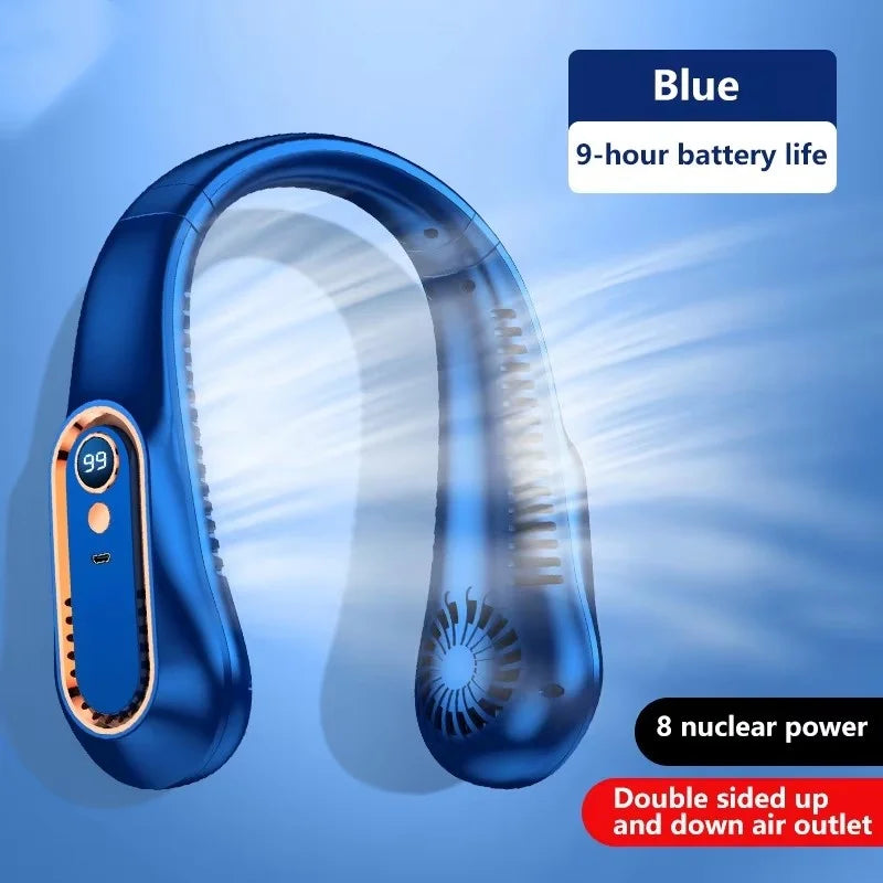 Unisex Draagbare Bladloze Nekventilator Met LED Display 8