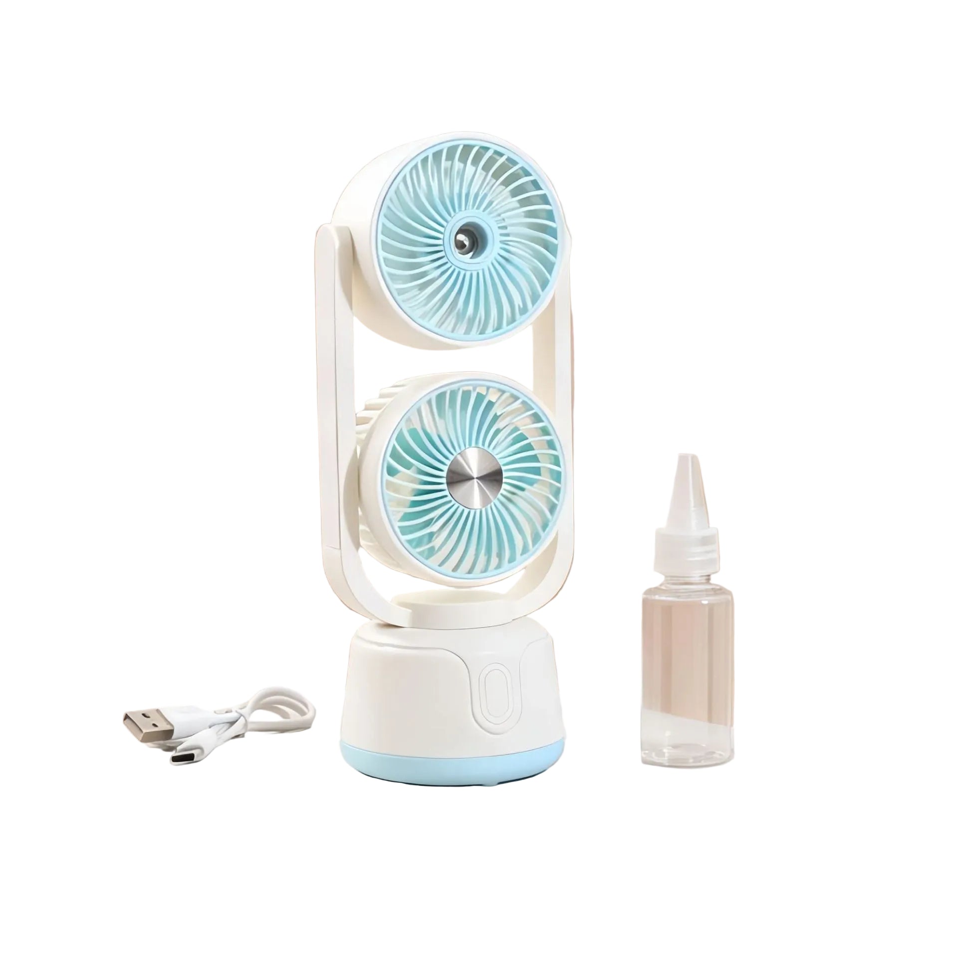 Unisex Draagbare Dubbele Ventilator met Kantelbare Koppen 0