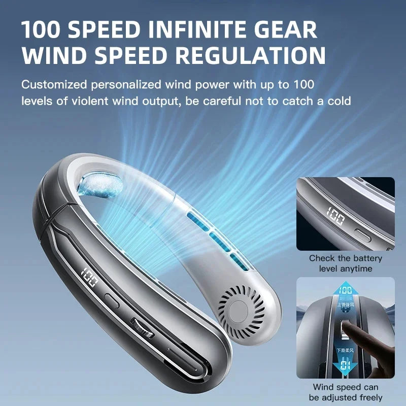 Unisex Draagbare Nekventilator Bladeless USB Oplaadbaar Met LED Display 1