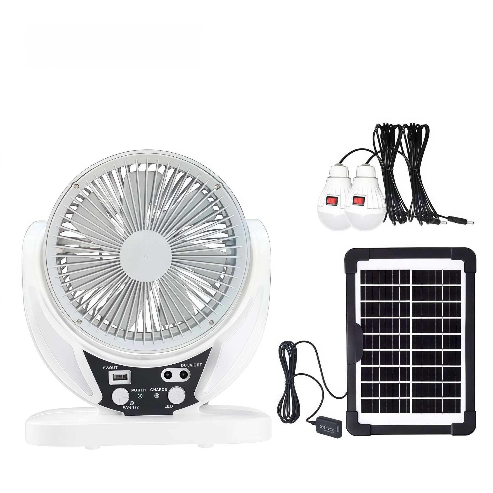 Unisex Draagbare Zonneventilator en Verlichtingsset Met USB-Oplaadfunctie 0