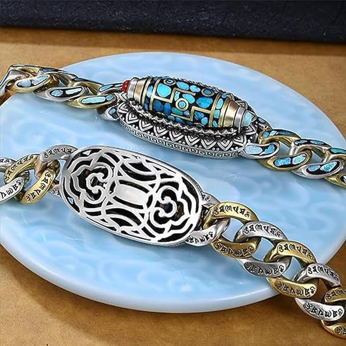 Unisex Dzi-armband met Turkoois en Mantra 3
