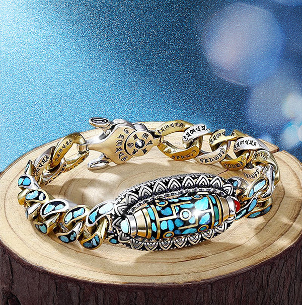 Unisex Dzi-armband met Turkoois en Mantra 5