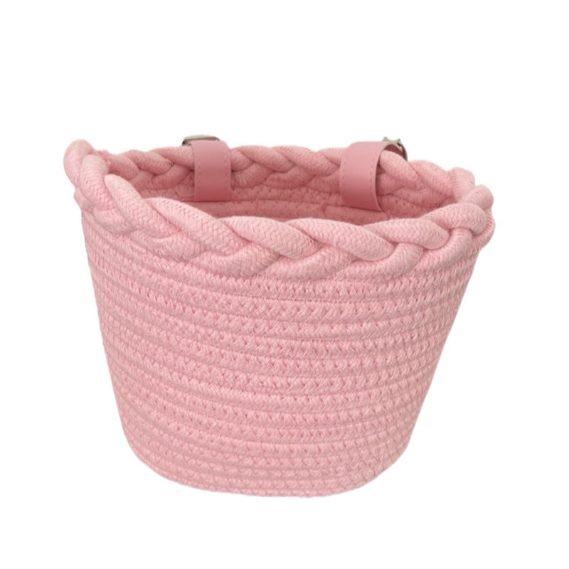Unisex Fietsmand Gevlochten Stijl Met Pompondecoratie 6