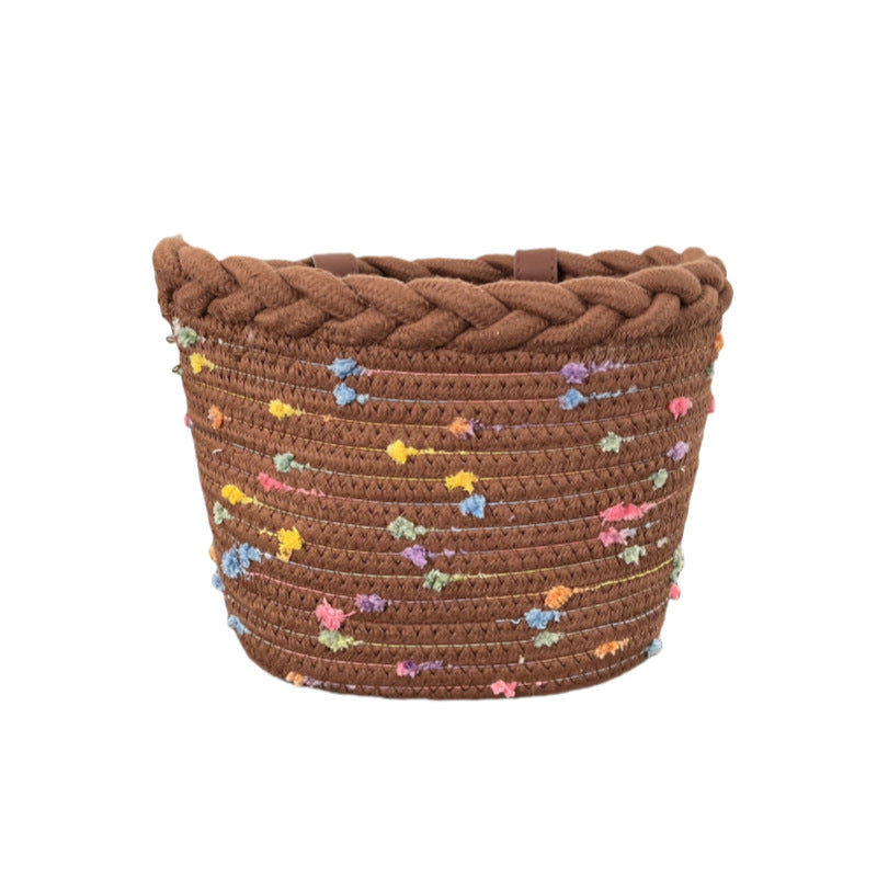 Unisex Fietsmand Gevlochten Stijl Met Pompondecoratie 7