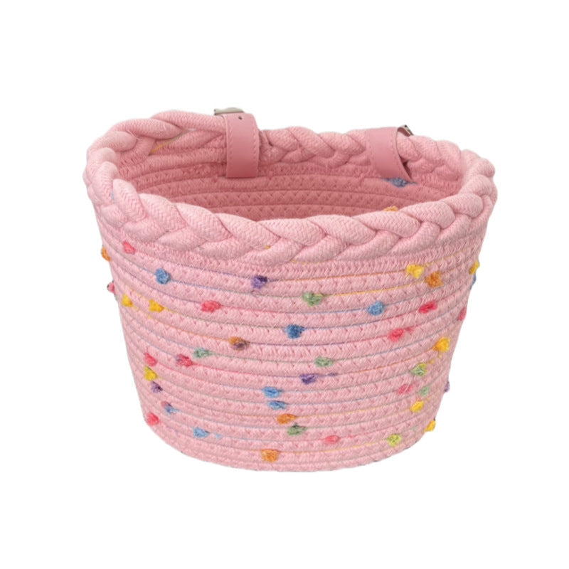 Unisex Fietsmand Gevlochten Stijl Met Pompondecoratie 8