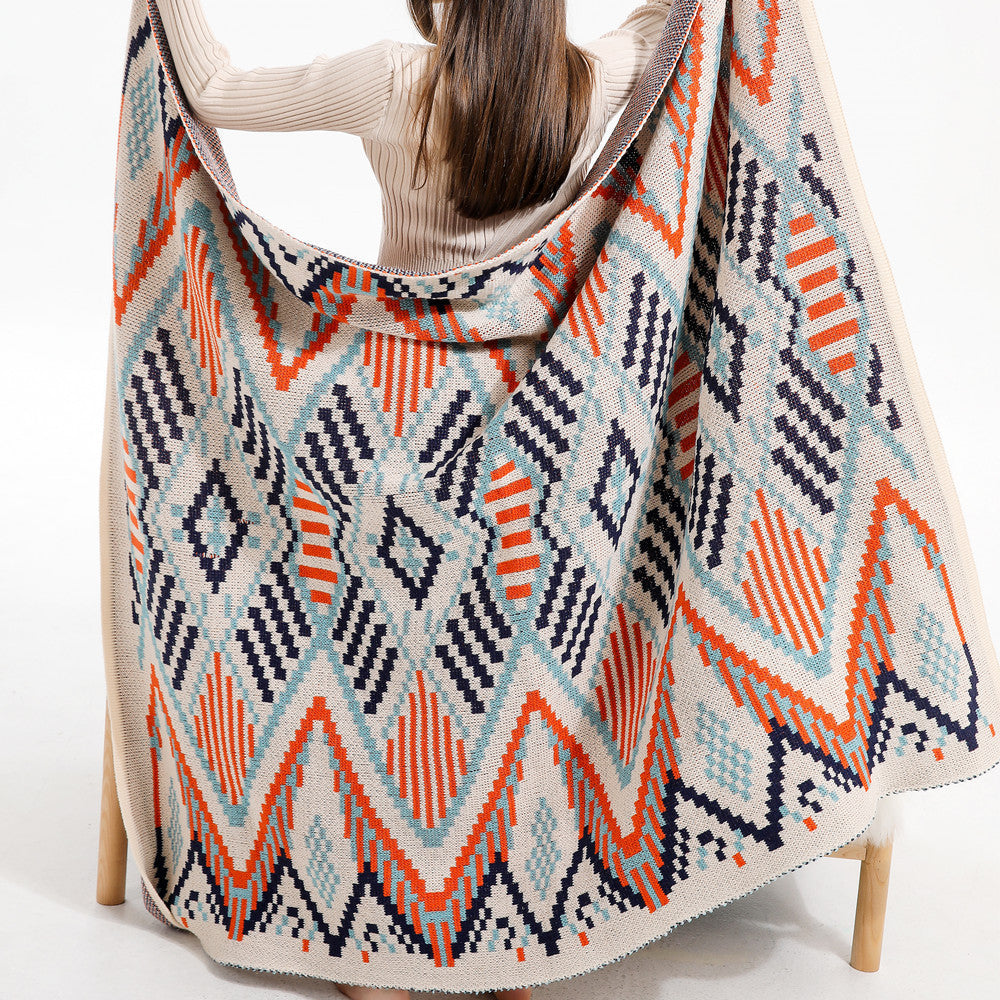 Unisex Gebreide Deken met Azteeks Patroon 1