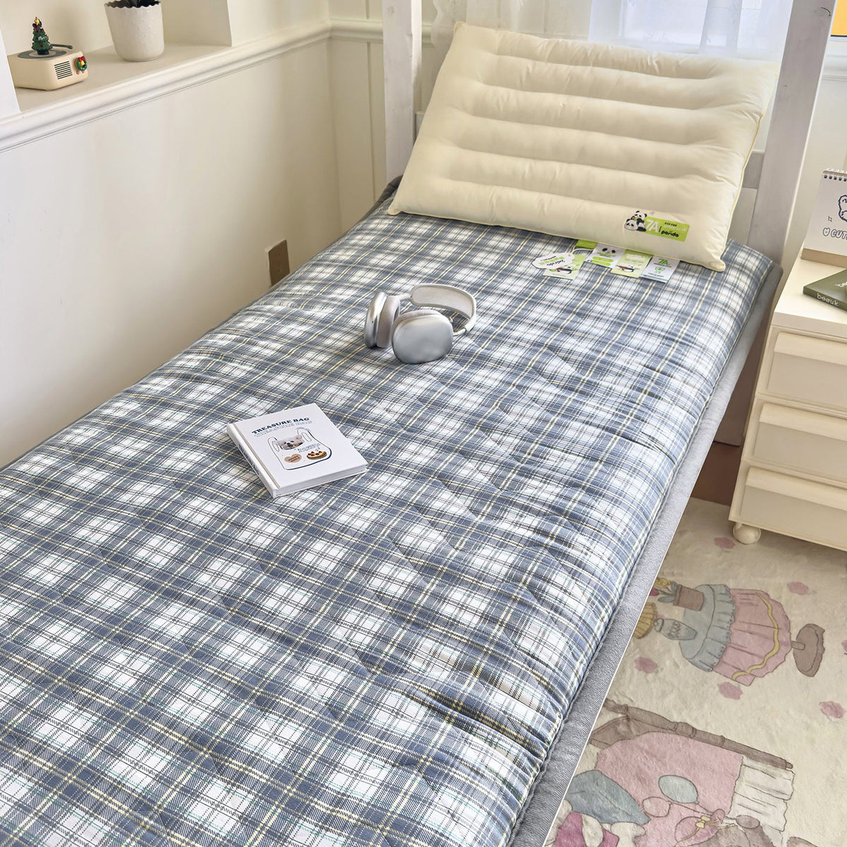 Unisex Gewatteerde Beddenset Omkeerbaar Ruitpatroon 8