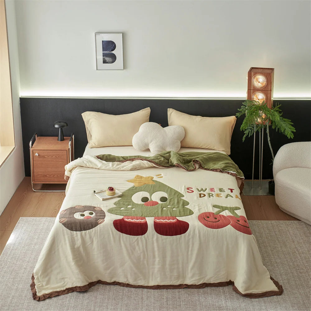 Unisex Gewatteerde Dekbedovertrekset Cartoonprint Omkeerbaar 0