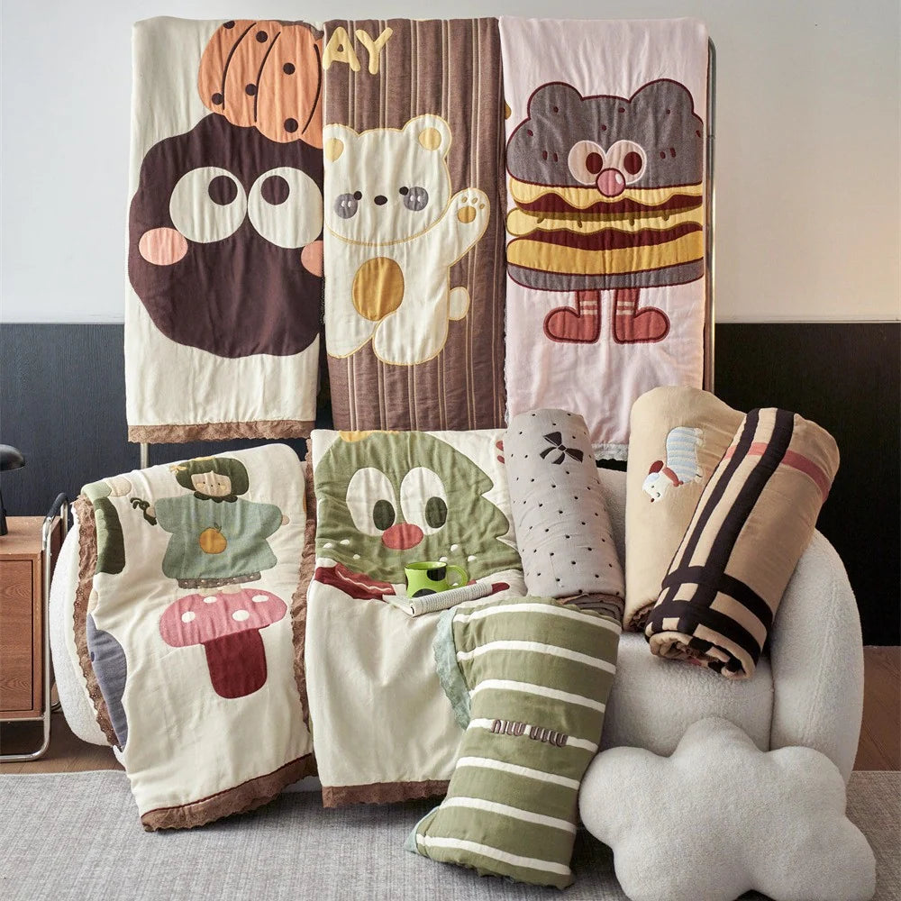 Unisex Gewatteerde Dekbedovertrekset Cartoonprint Omkeerbaar 1