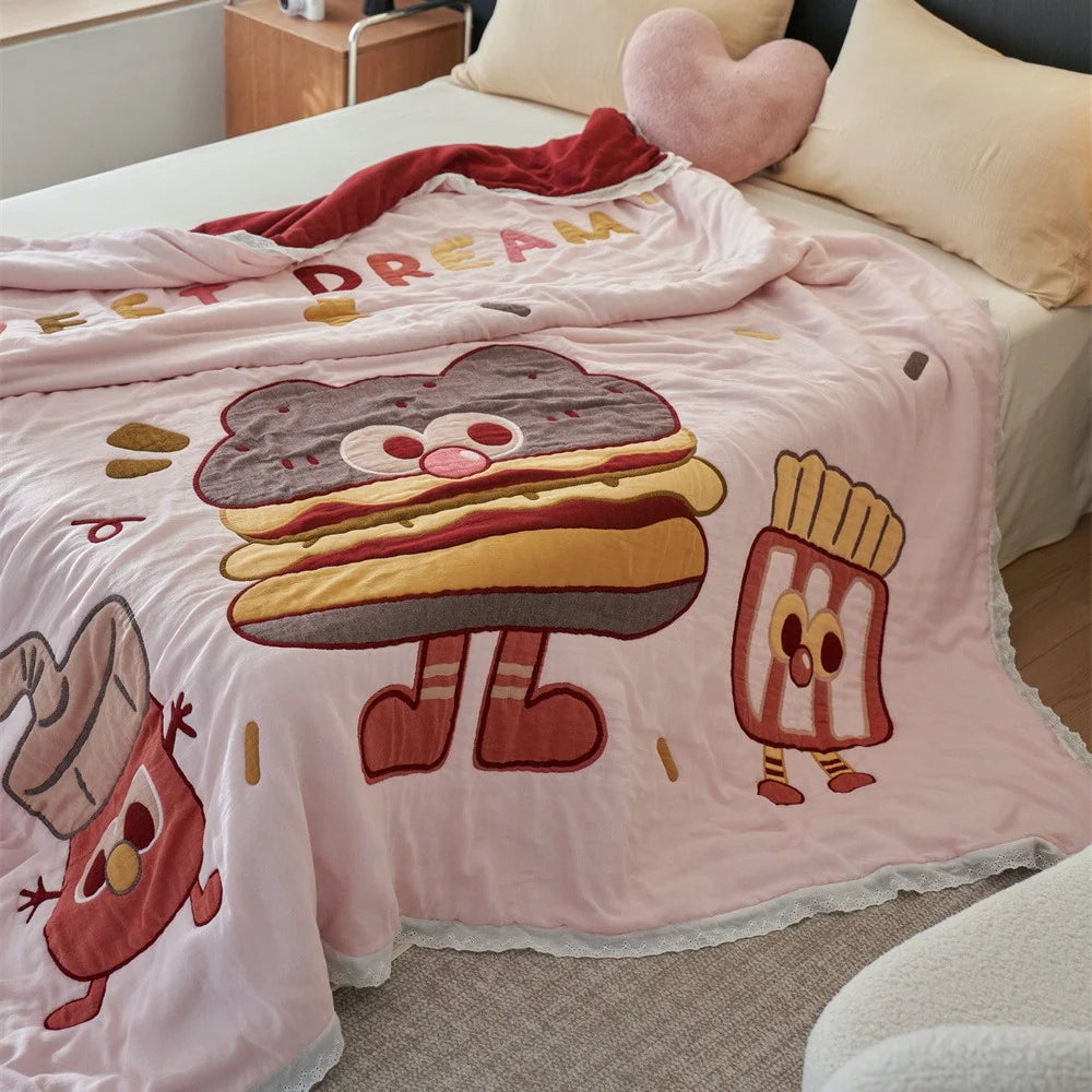Unisex Gewatteerde Dekbedovertrekset Cartoonprint Omkeerbaar 3