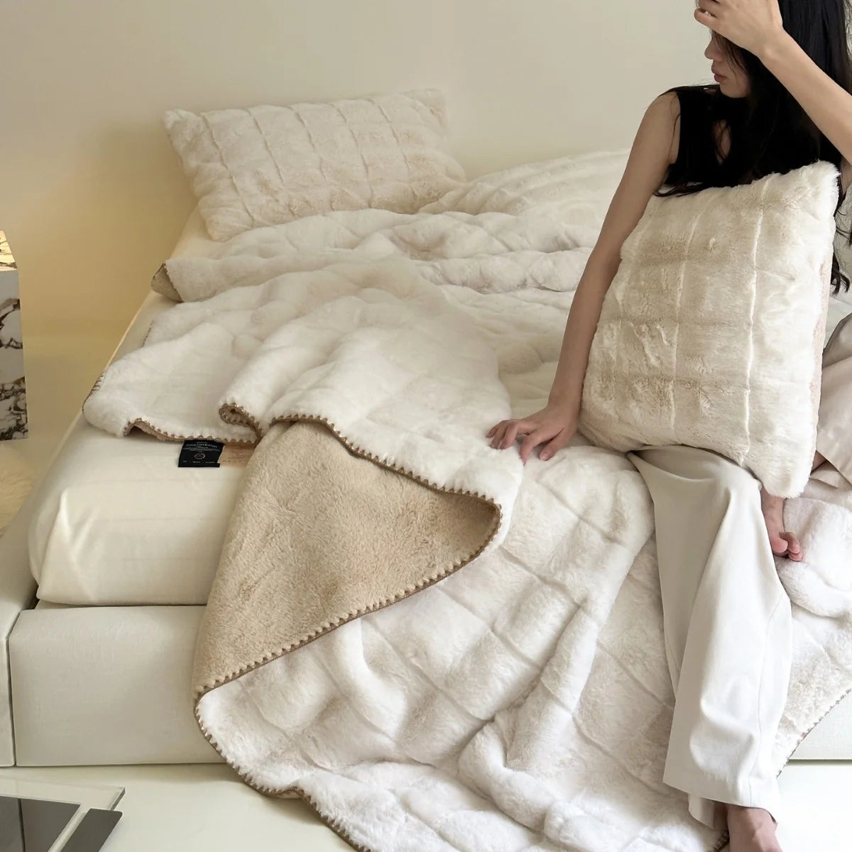 Unisex Gewatteerde Knuffeldeken Imitatiebont 10