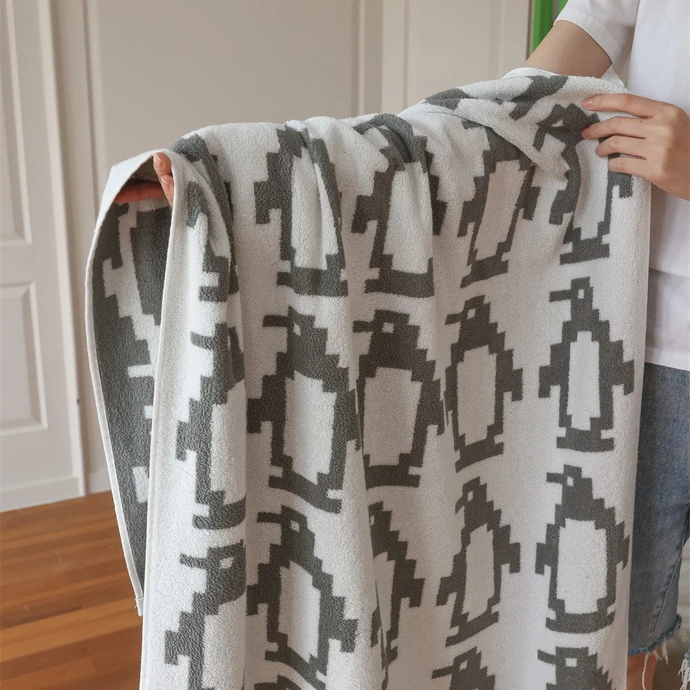 Unisex Knuffeldeken met Teddybeer Jacquardpatroon 11