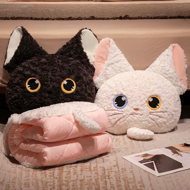 Unisex Knuffelkussen en Deken Set Kattenstijl 1