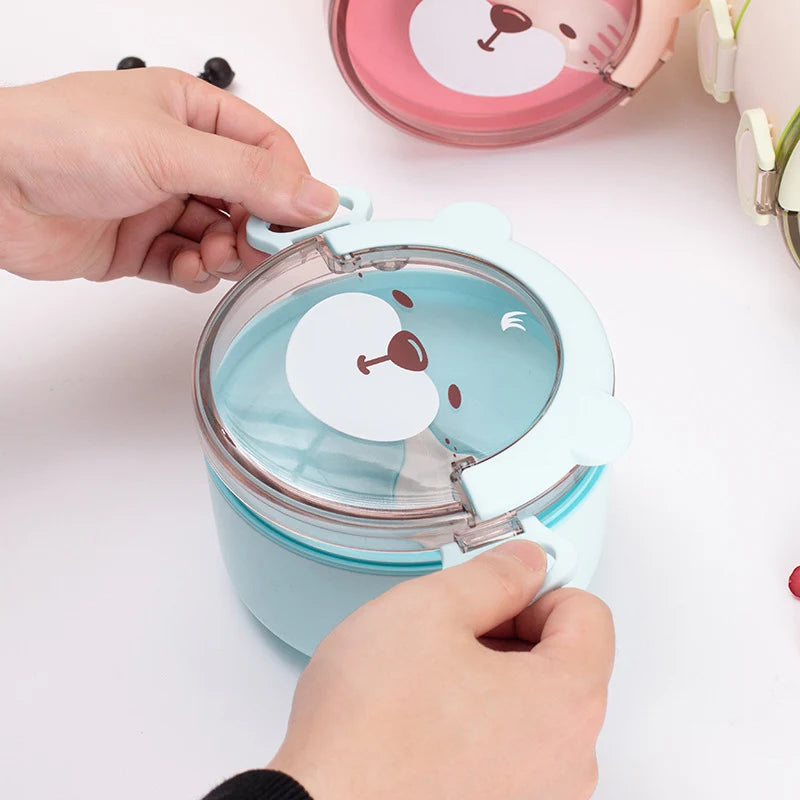 Unisex Lunchbox Set Met Vrolijke Dierenprint Stapelbaar 2