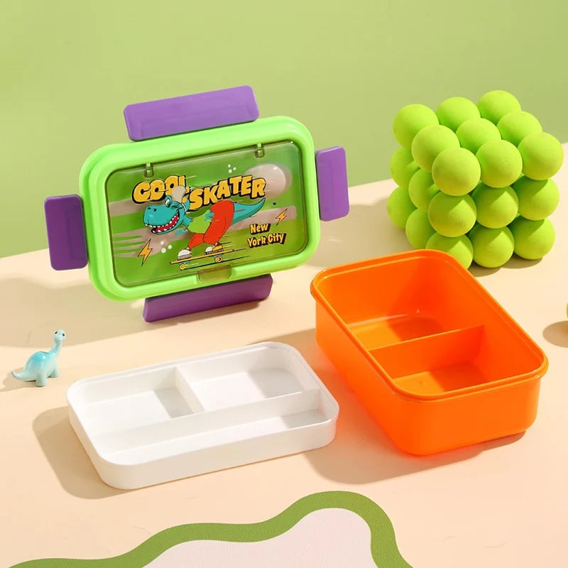 Unisex Lunchbox met Cartoonmotief en Verdeelde Vakindeling 0