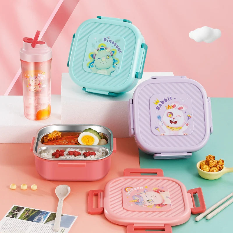 Unisex Lunchbox met Dierenthema en Meerdere Compartimenten 0