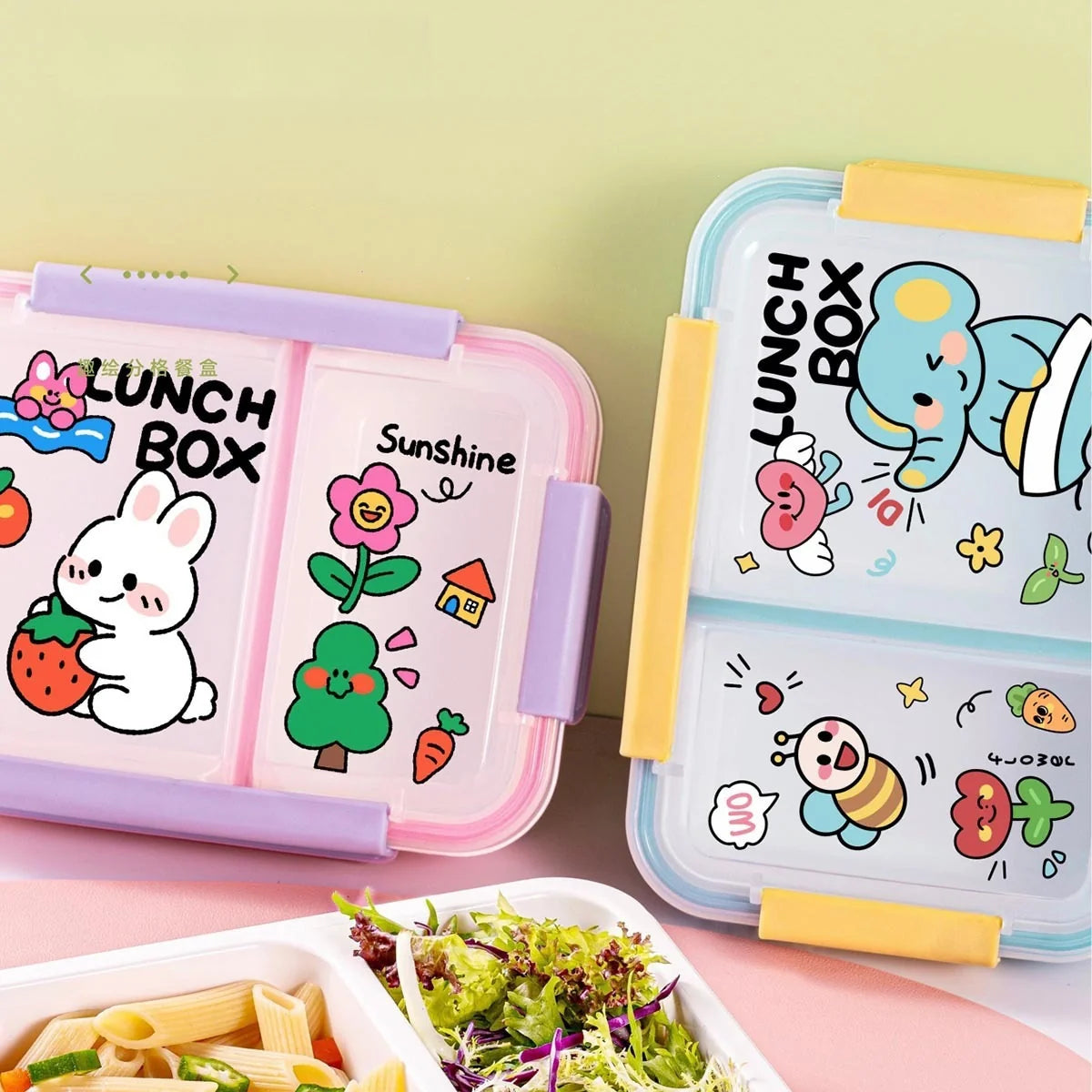 Unisex Lunchbox met Meerdere Compartimenten en Speels Thema 0