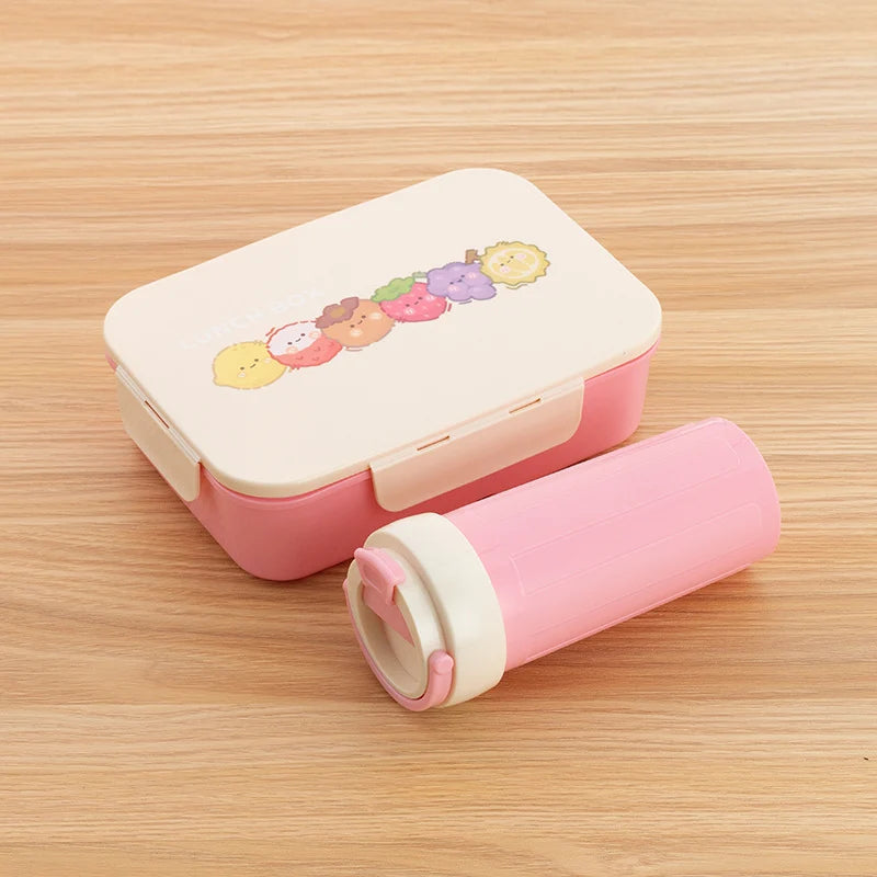 Unisex Lunchboxset Vrolijke Illustraties Draagbaar 0