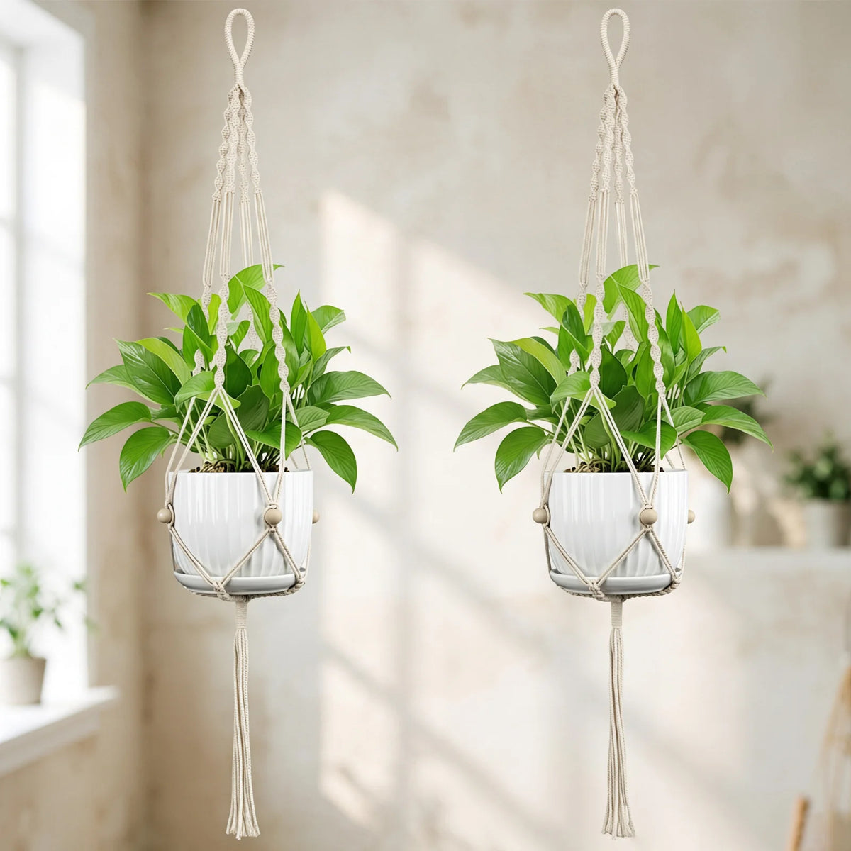 Unisex Macramé Plantenhanger Handgemaakt 1