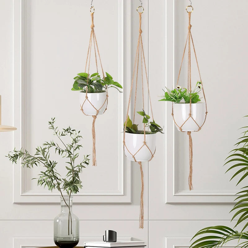 Unisex Macramé Plantenhouder Handgemaakt voor Binnen en Buiten 3
