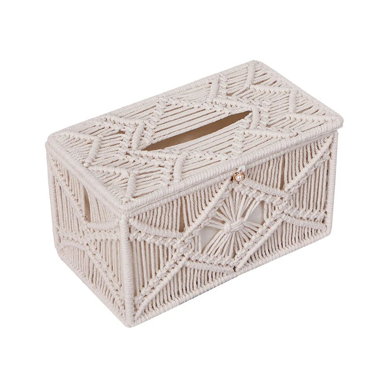 Unisex Macramé Tissueboxhoes Handgemaakt Decoratief Design 3