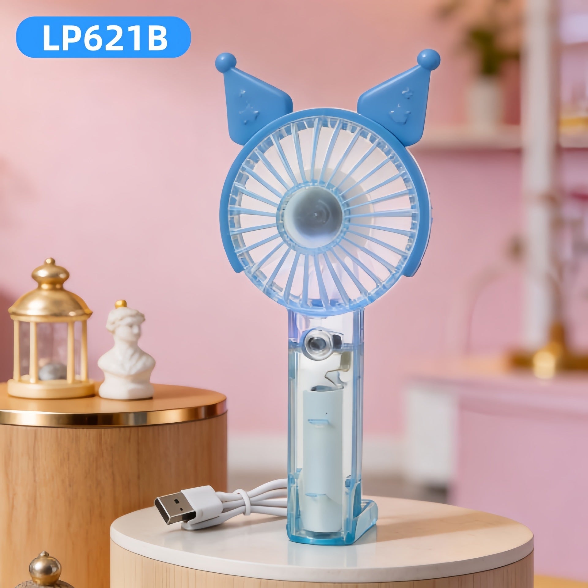 Unisex Mini Handventilator Draagbaar Met LED-lichtring 12