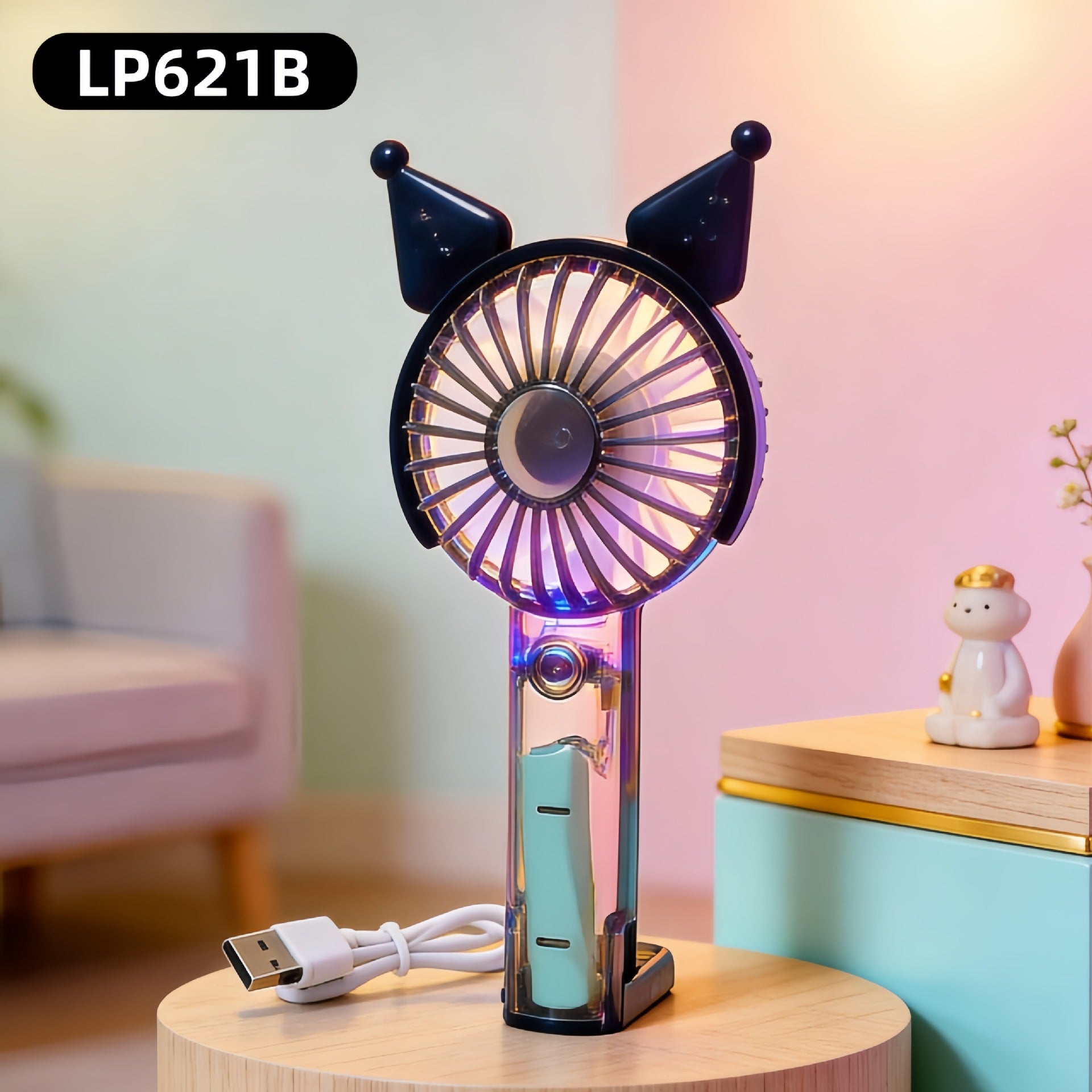 Unisex Mini Handventilator Draagbaar Met LED-lichtring 14