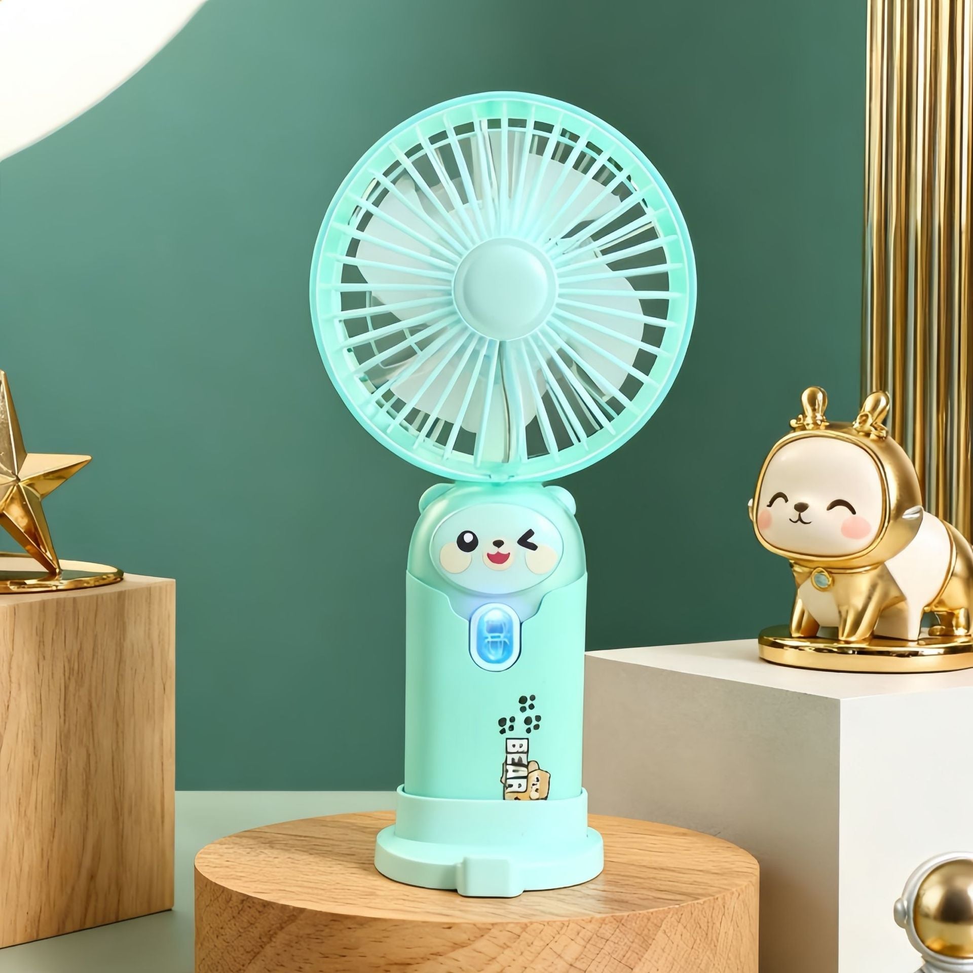 Unisex Mini Handventilator Draagbaar Met LED-lichtring 23