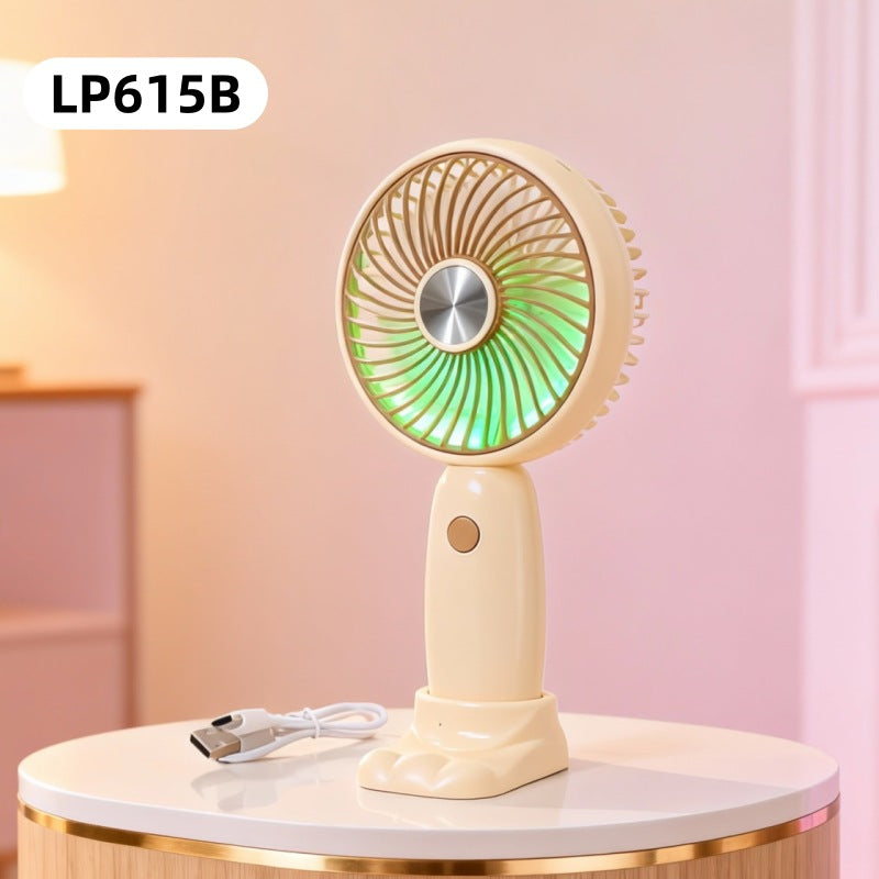 Unisex Mini Handventilator Draagbaar Met LED-lichtring 24