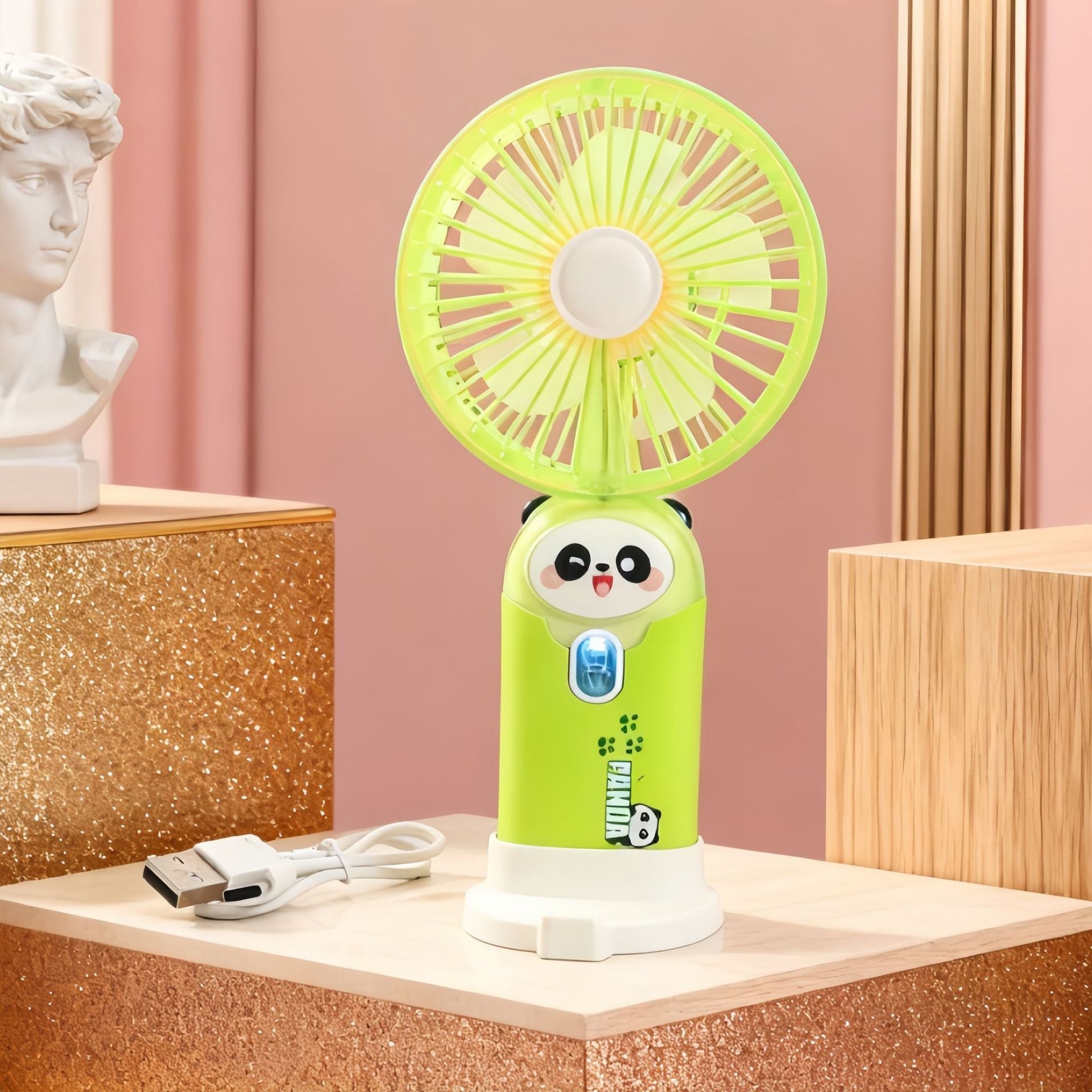 Unisex Mini Handventilator Draagbaar Met LED-lichtring 8