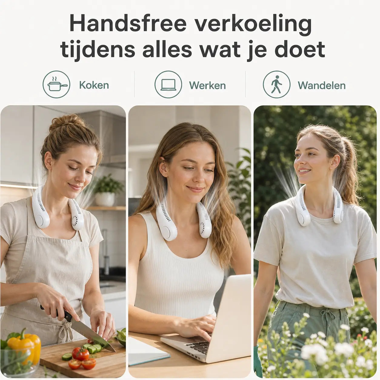 Unisex Nekventilator Draagbaar Met Instelbare Snelheden voor Directe Verkoeling 4