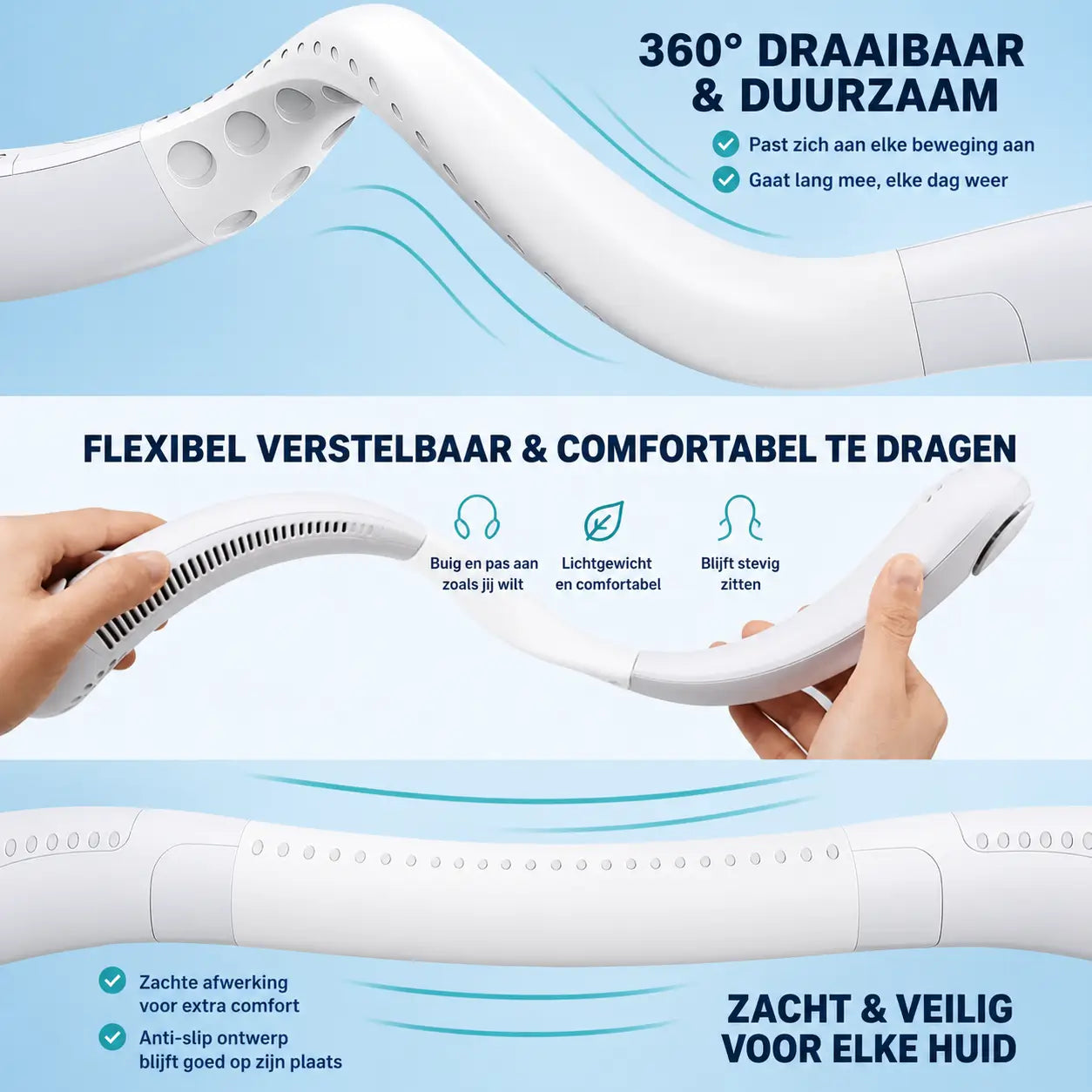 Unisex Nekventilator Draagbaar Met Instelbare Snelheden voor Directe Verkoeling 8
