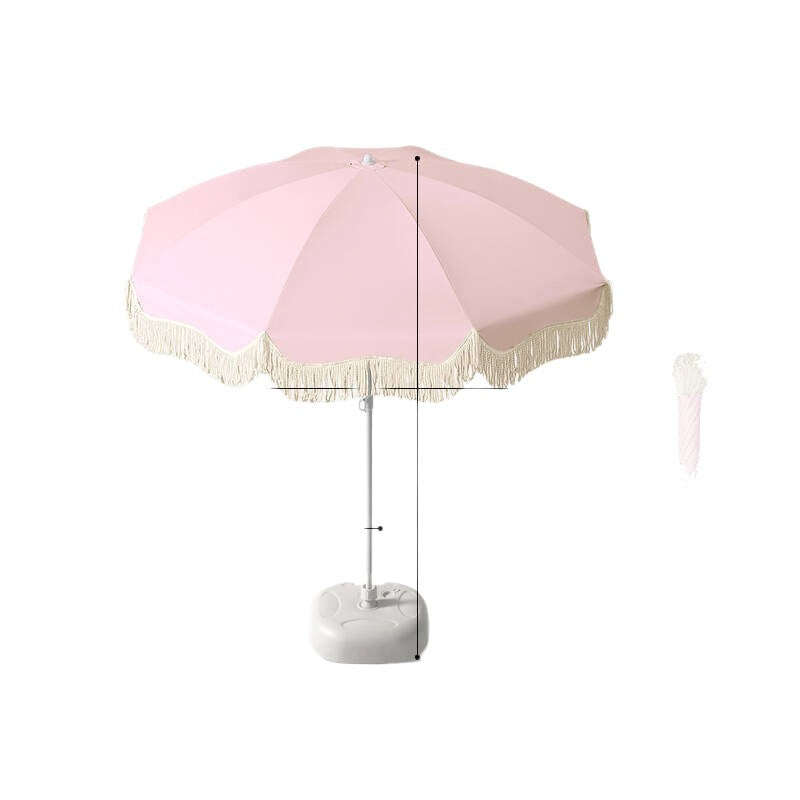 Unisex Parasol met Verstelbare Hoogte en Franjes met Stevige Parasolvoet 2