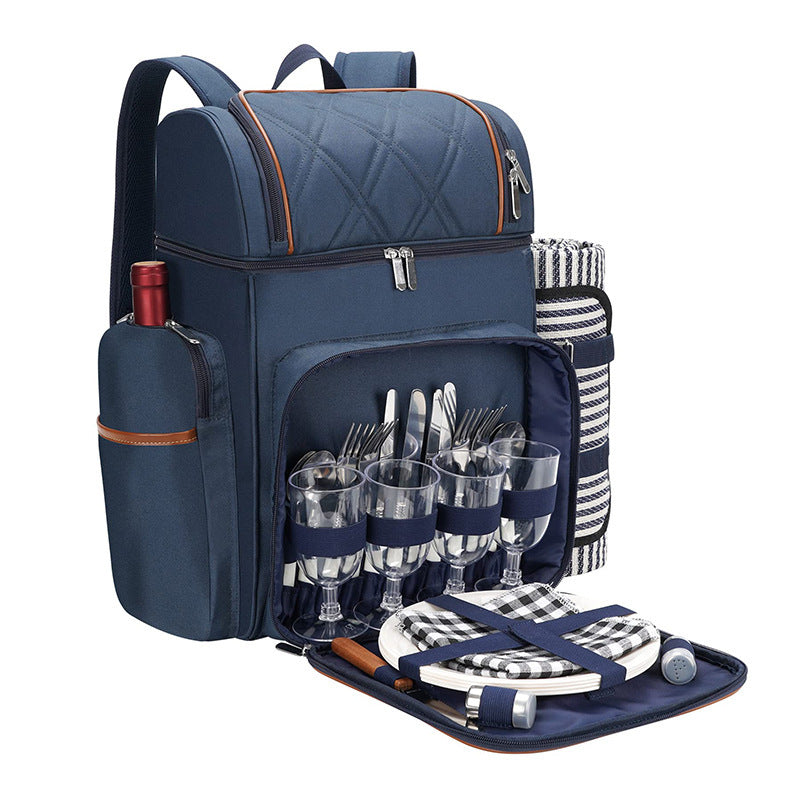 Unisex Picknickrugzak Geïsoleerd met Compleet Eetset 0