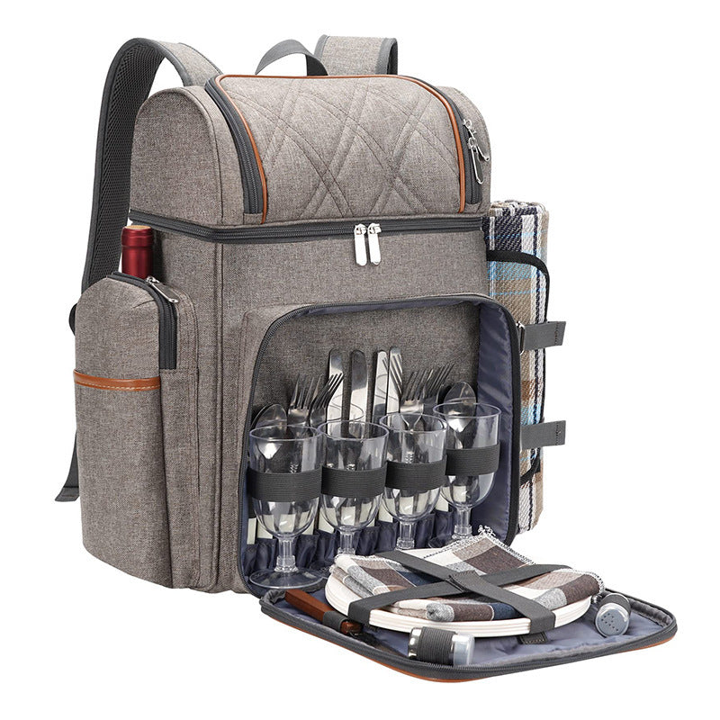 Unisex Picknickrugzak Geïsoleerd met Compleet Eetset 1