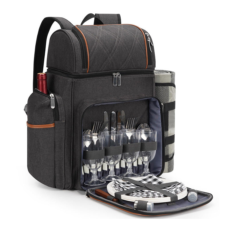 Unisex Picknickrugzak Geïsoleerd met Compleet Eetset 3