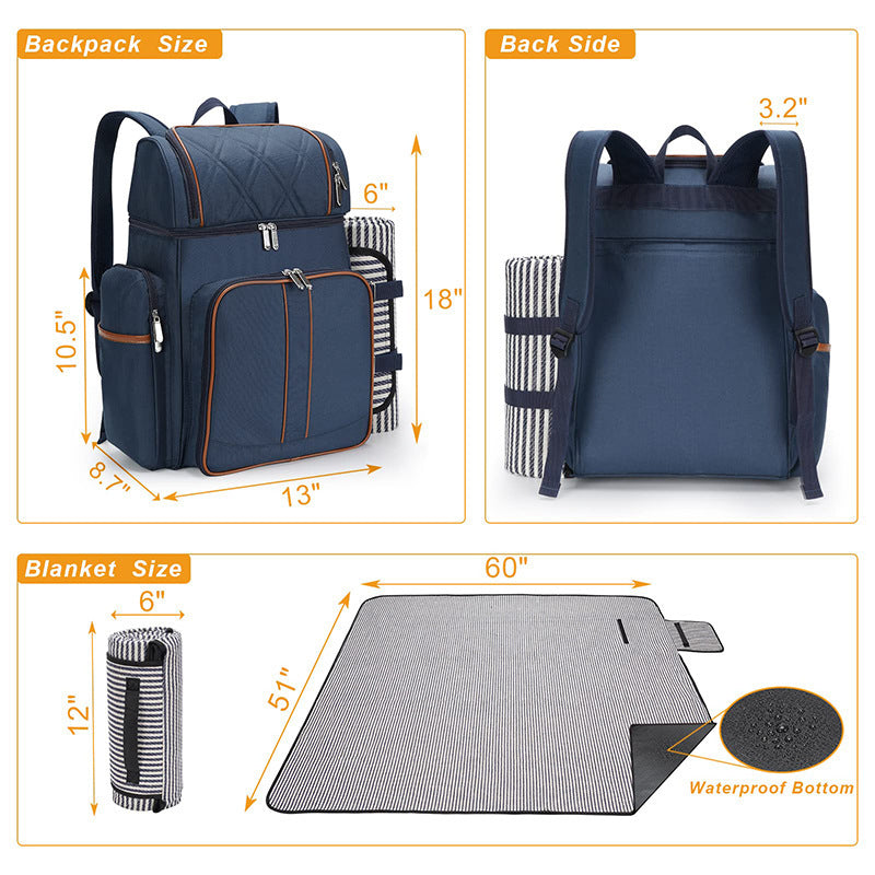 Unisex Picknickrugzak Geïsoleerd met Compleet Eetset 4