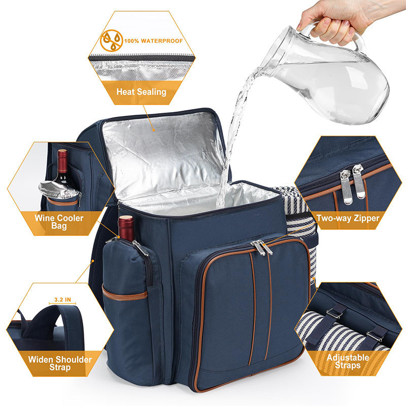 Unisex Picknickrugzak Geïsoleerd met Compleet Eetset 5