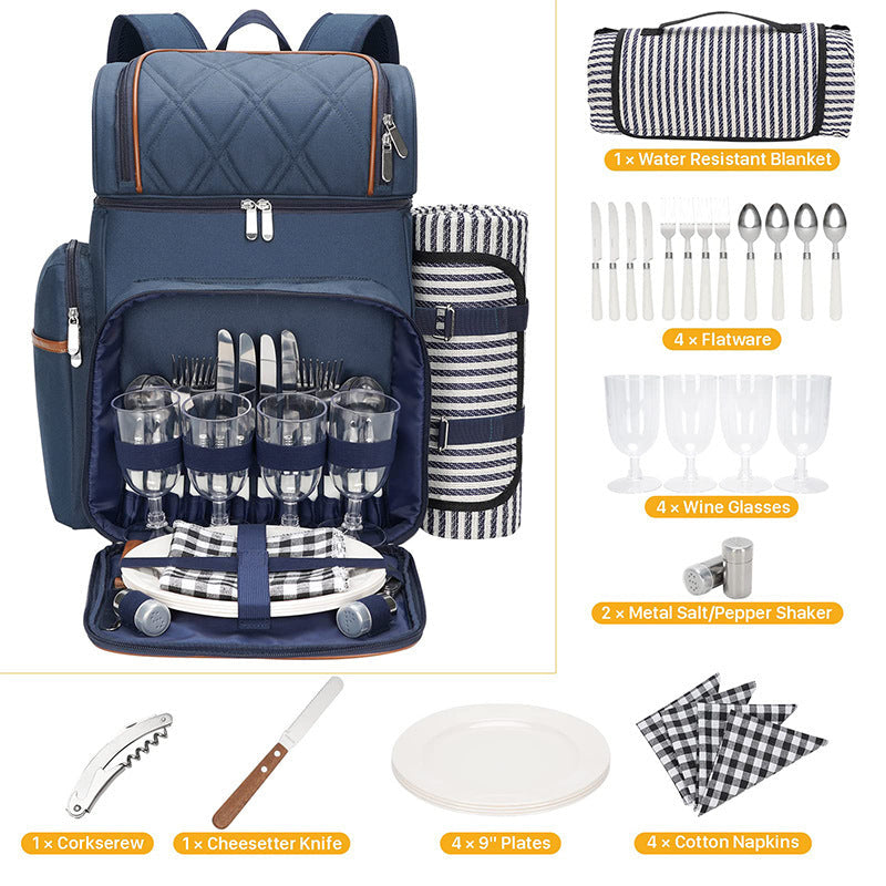 Unisex Picknickrugzak Geïsoleerd met Compleet Eetset 6