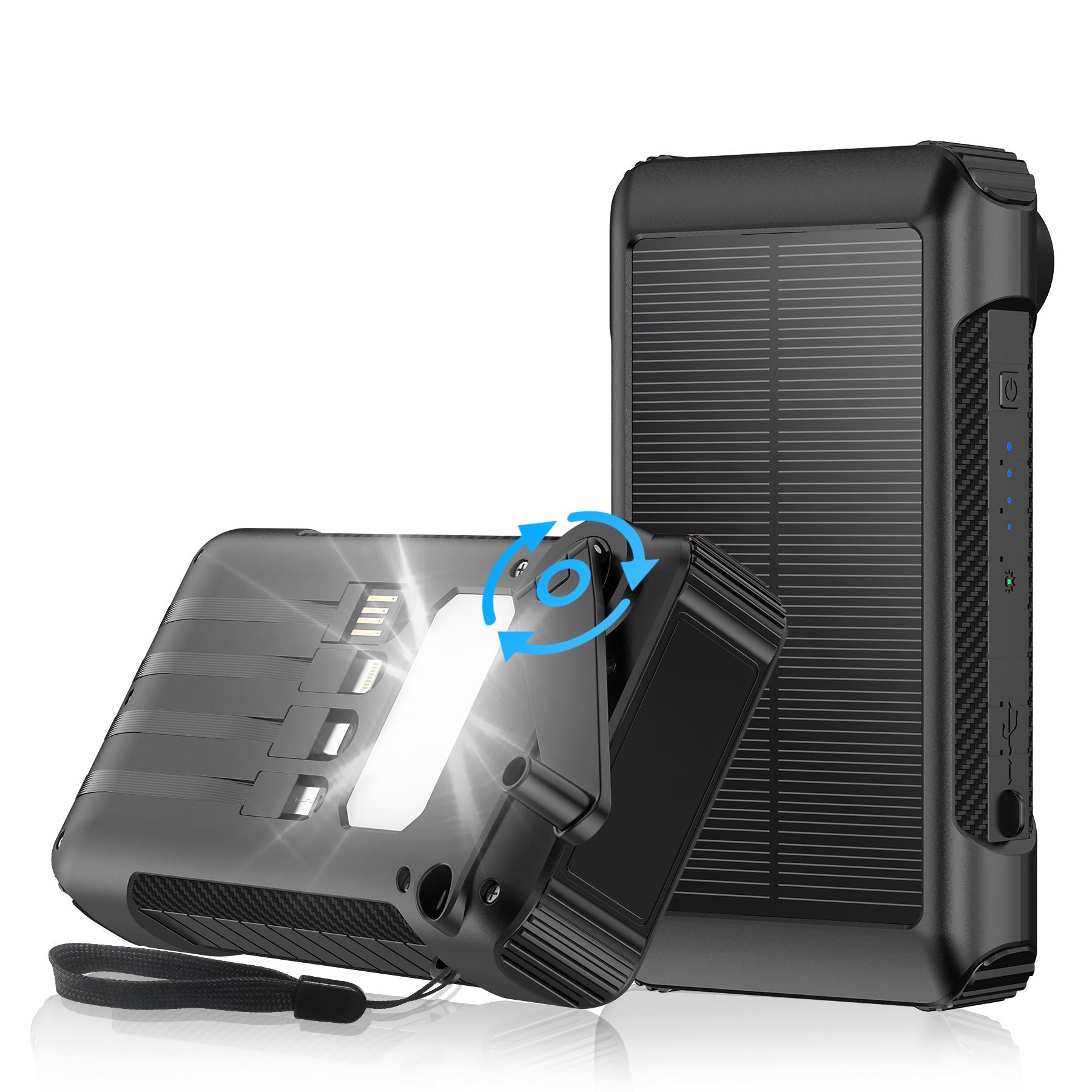 Unisex Powerbank Solar met LED-licht en Kompas 7
