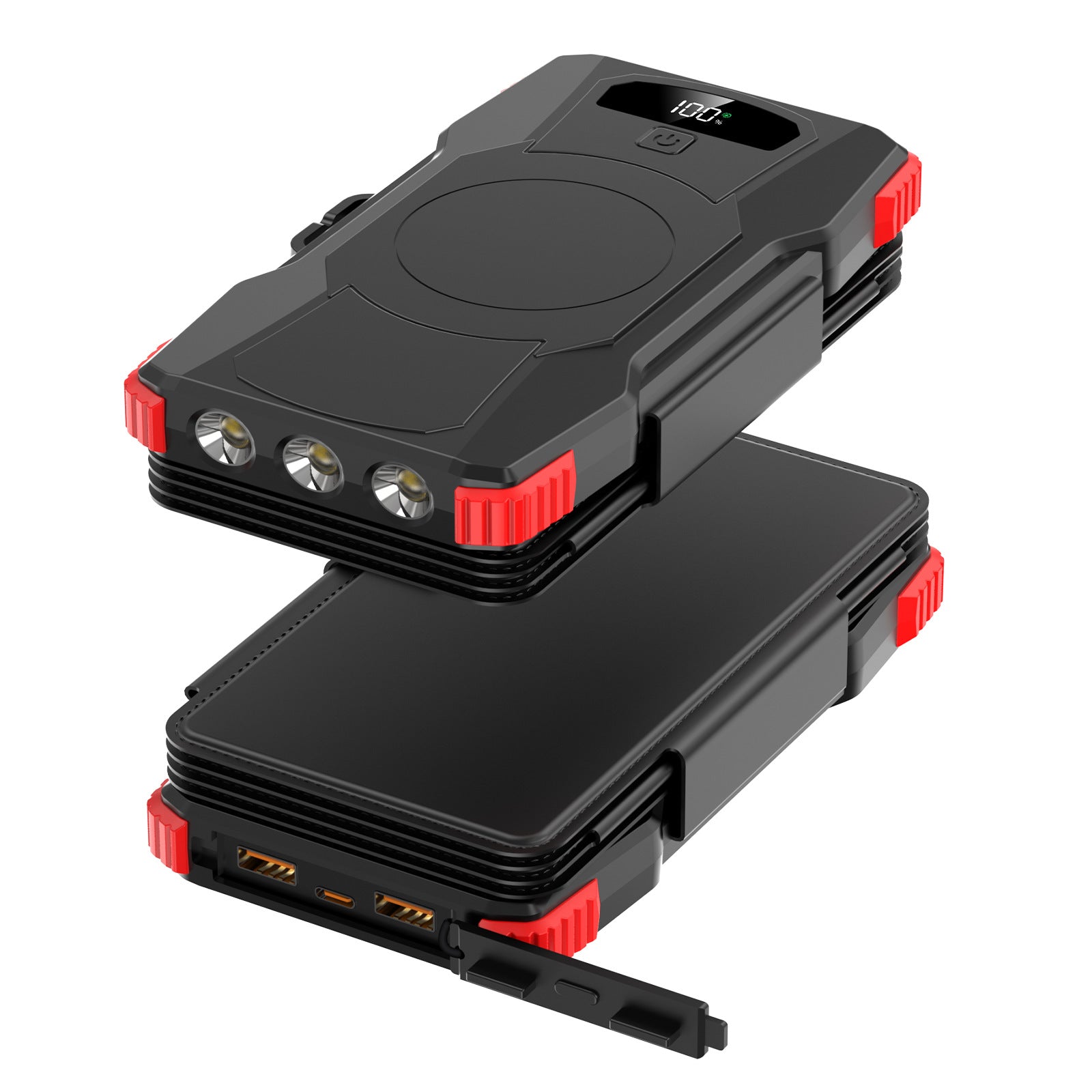 Unisex Powerbank Zonne-energie Met LED-verlichting en Meerdere USB-poorten 0