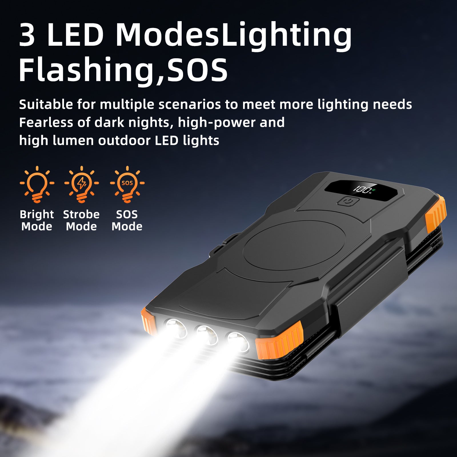 Unisex Powerbank Zonne-energie Met LED-verlichting en Meerdere USB-poorten 1